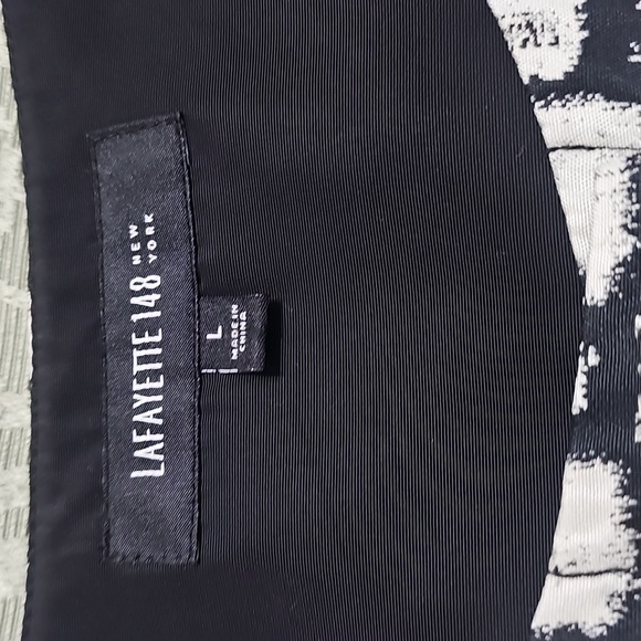 Lafayette 148 NWOT New York Patterned Bla K/Cream Jacket Large - Picture 4 of 12